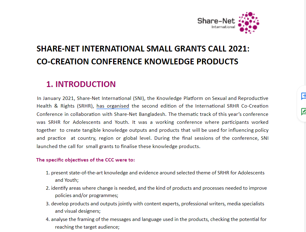 Final SNI Small Grants Call CCC 2021
